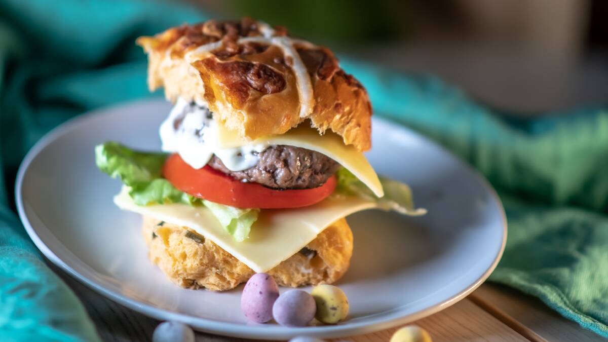 Go savoury with this hot cross bun burger. Picture by Karleen Minney