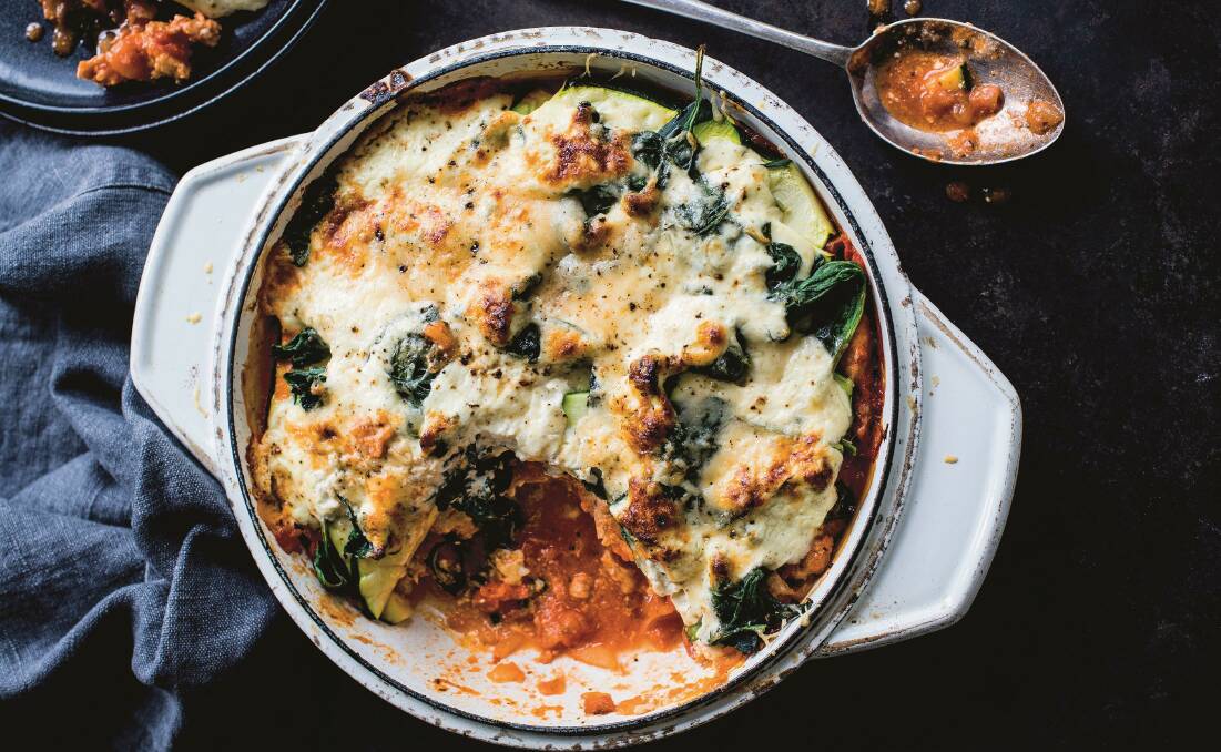 Low-carb sausage lasagane. Picture: Smith & Gilmour