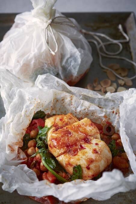 Moroccan baked fish in a bag. Picture: Malou Burger