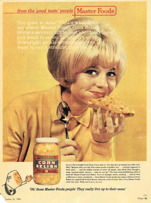 A 1966 advertisement for corn relish. Picture: Supplied
