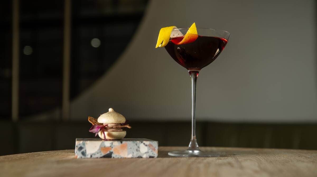 Roasted barley cocktail with parfait canape. Picture: Karleen Minney