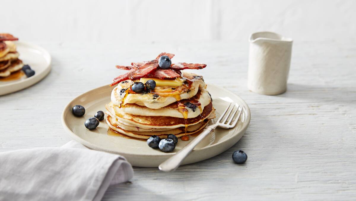 Bacon and maple blueberry pancakes. Picture: Supplied
