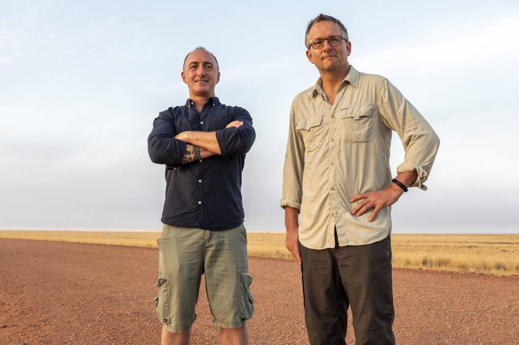 Exercise physiologist Ray Kelly and Michael Mosley in the Pilbara. Picture: SBS
