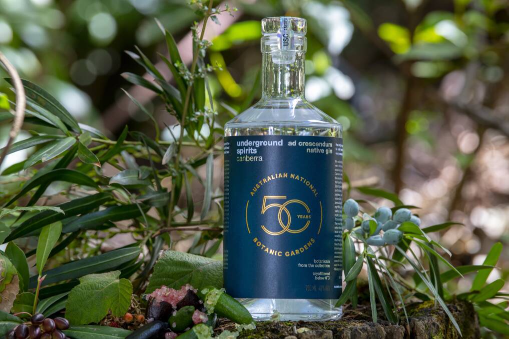 Ad Crescendum gin from Underground Spirits via the Australian National Botanic Gardens. Picture: Supplied
