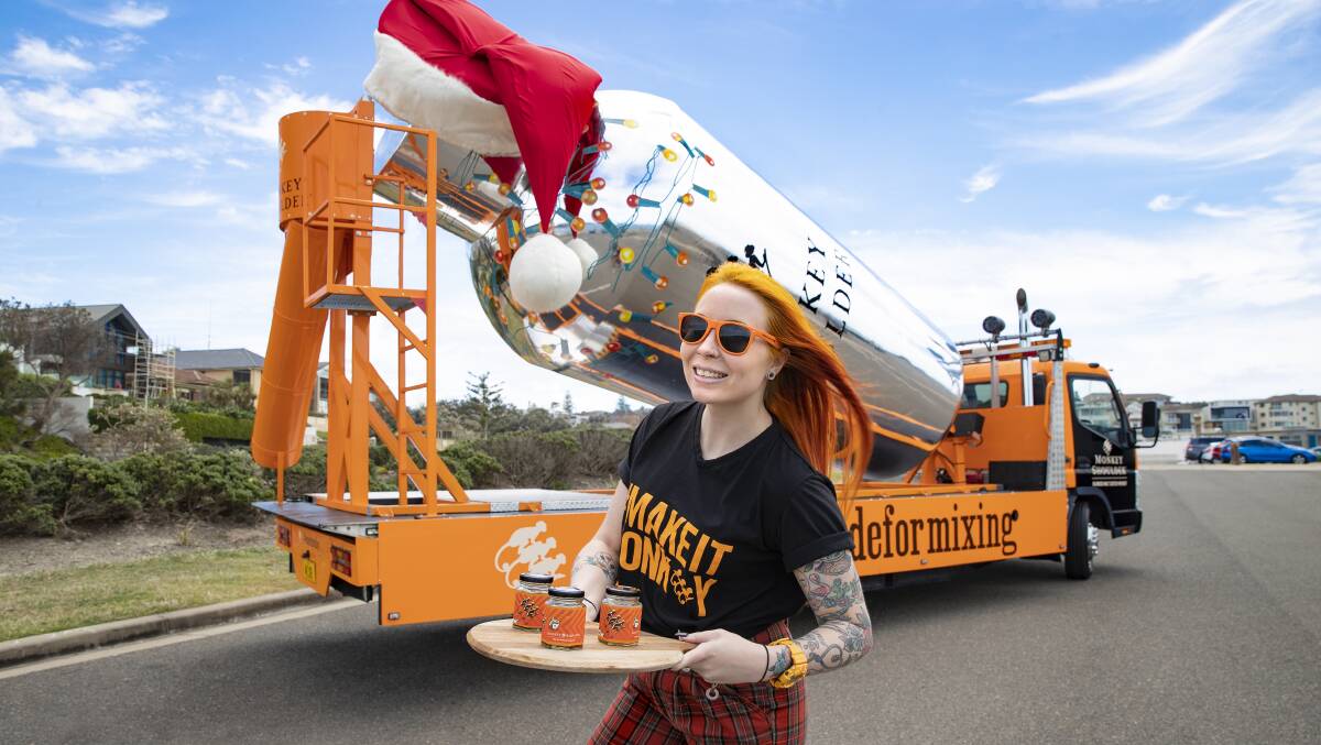 Lucille Rose and the Monkey Mixer truck spreading Christmas cheer. Picture: Supplied