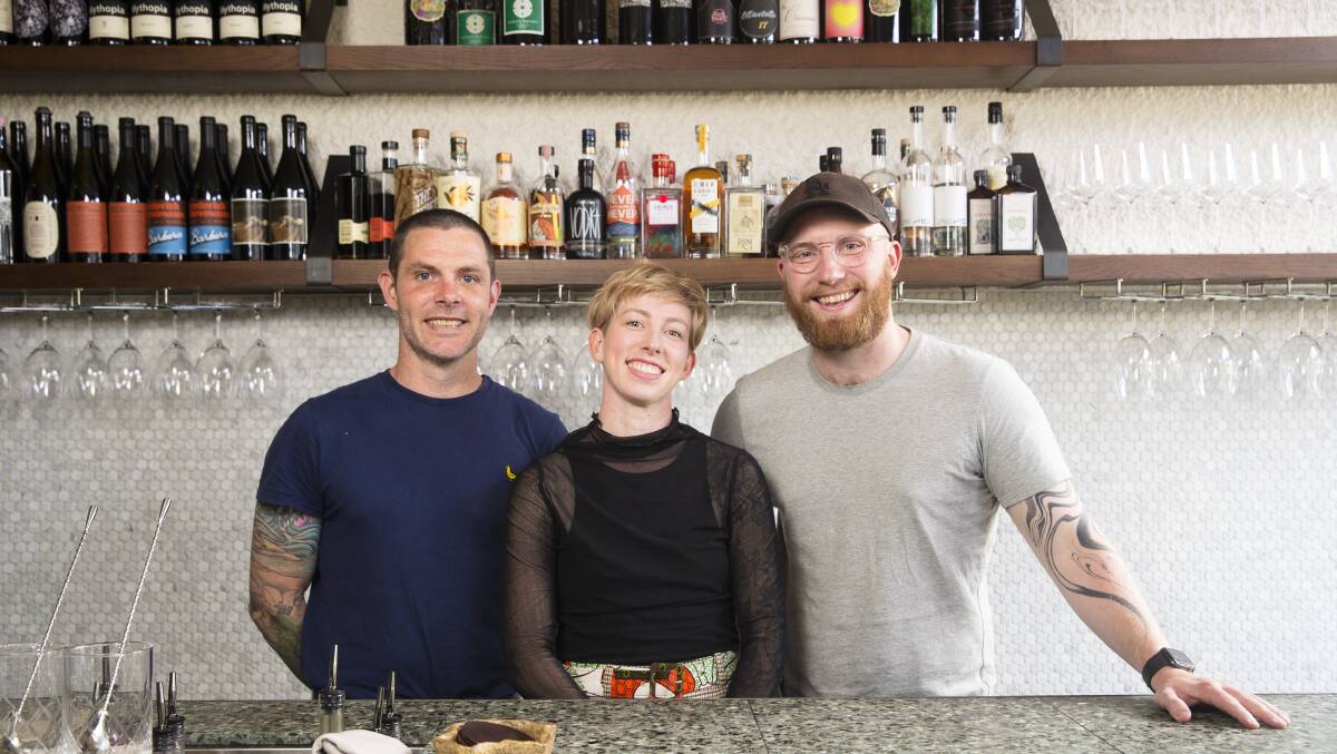 Mal Hanslow, Dash Rumble and Ross McQuinn from the Pilot restaurant at the Ainslie Shops are opening up another restaurant in the city. Picture by Keegan Carroll