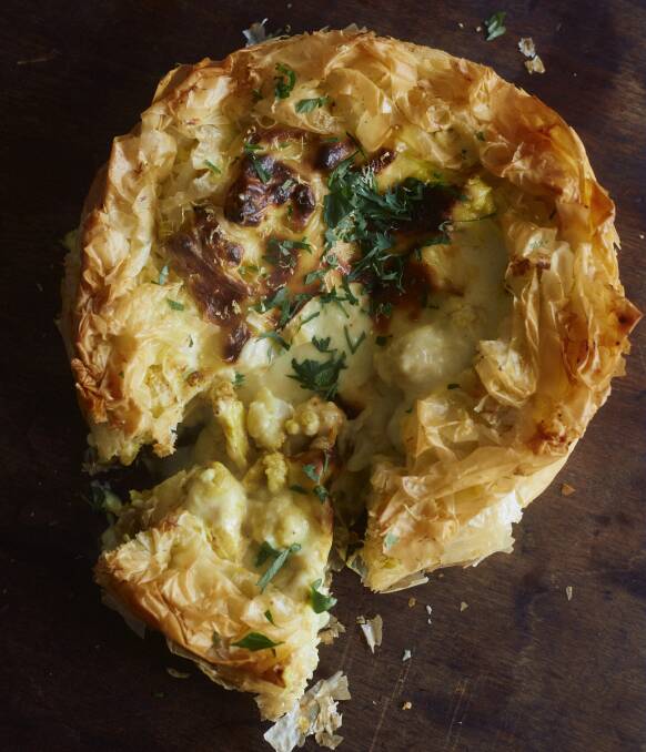 Ottolenghi's curried cauliflower cheese filo pie. Picture by Elena Heatherwick