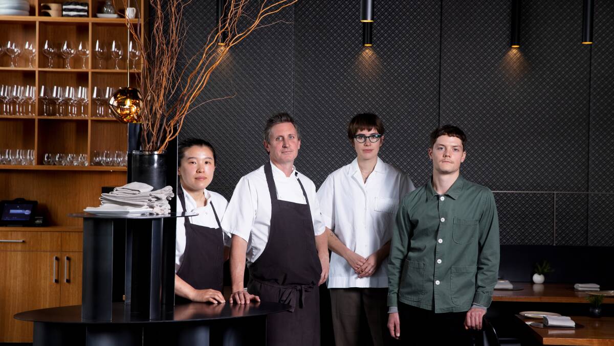 Sous chef Sun Jang, owner/chef Ben Willis, restaurant manager Caitlin Baker, and beverage director Lucas Woods. Picture: Sitthixay Ditthavong