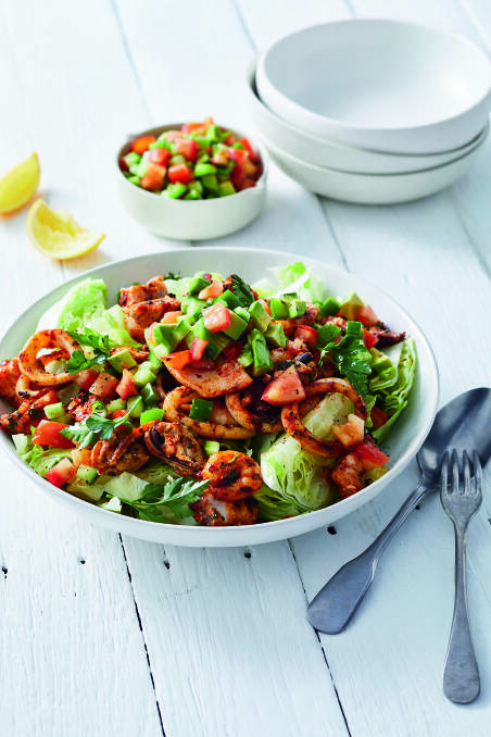 Barbecued marinara with fresh salsa dressing. Picture: Rob Palmer