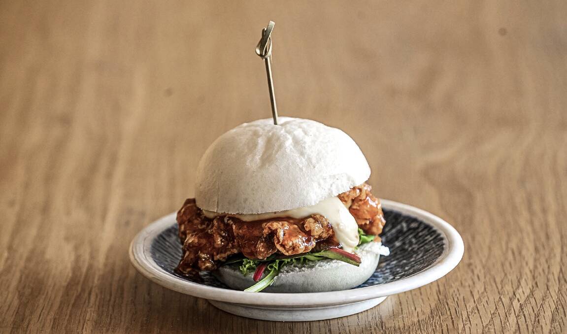 A Canberra local favourite, Superbao's Sichuan fried chicken bao-ger. Picture: Supplied