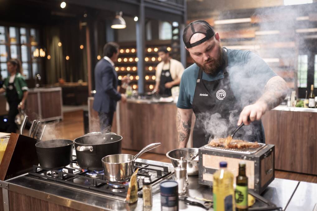 Khristian Walker uses the hibachi in a MasterChef 2024 challenge. Picture Network Ten