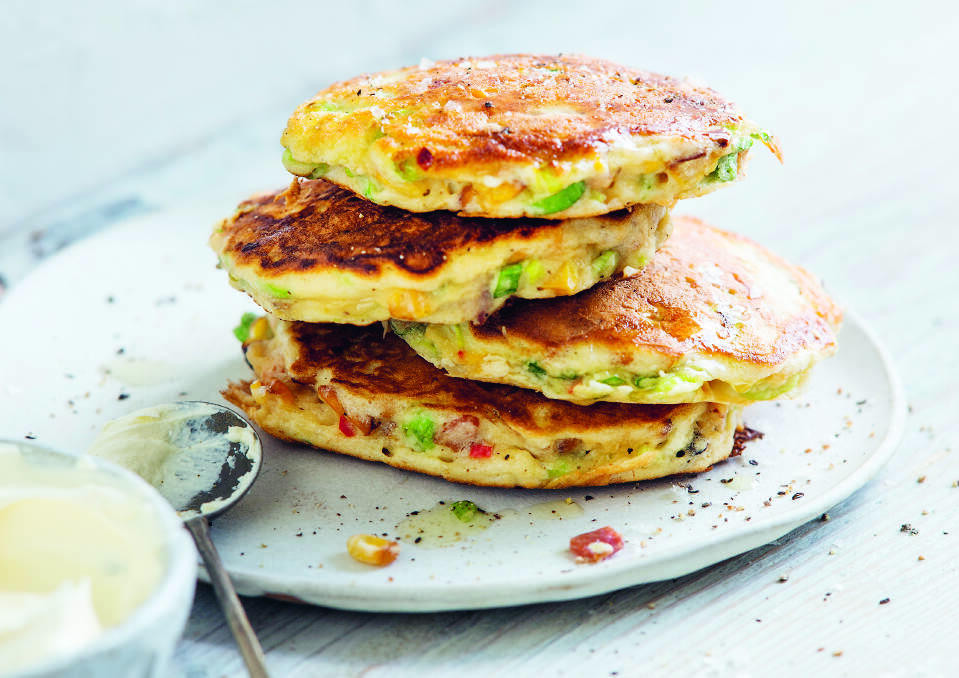 Simple sweetcorn and bacon fritters. Picture: Alan Benson