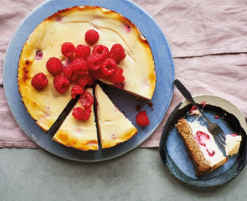 Raspberry and lemon ricotta baked cheesecake. Picture: Supplied