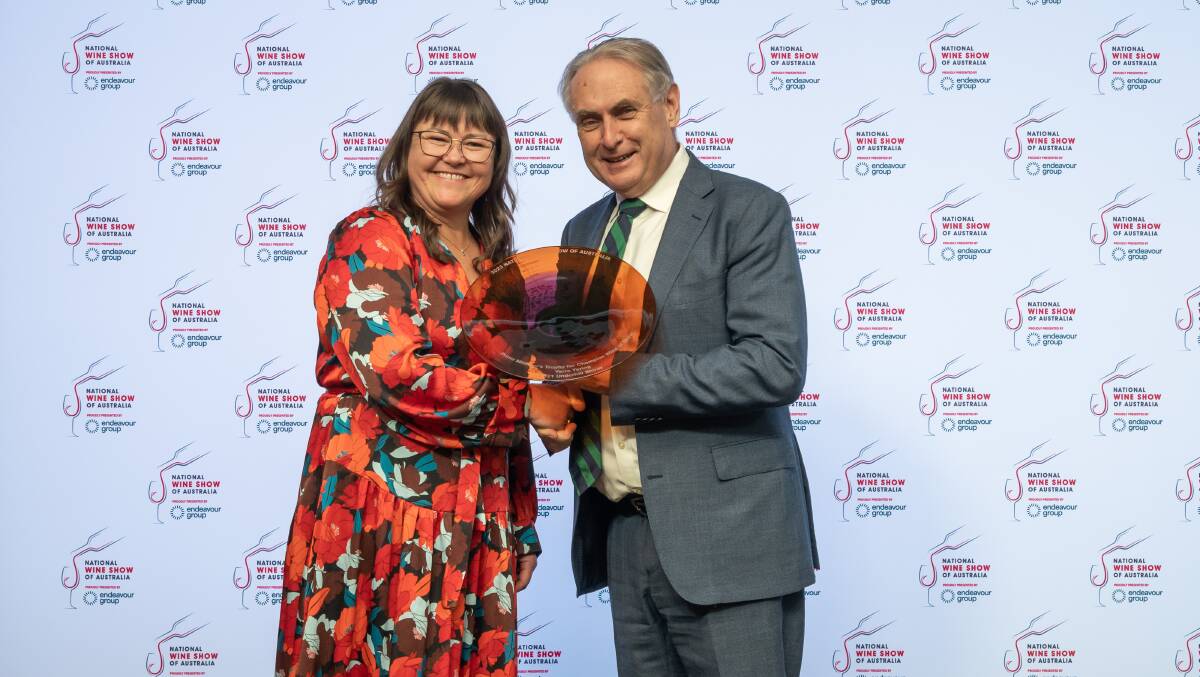Yarra Yering winemaker Sarah Crowe was presented with the award by Minister for Trade and Tourism Don Farrell, at the National Press Club of Australia. Picture supplied 