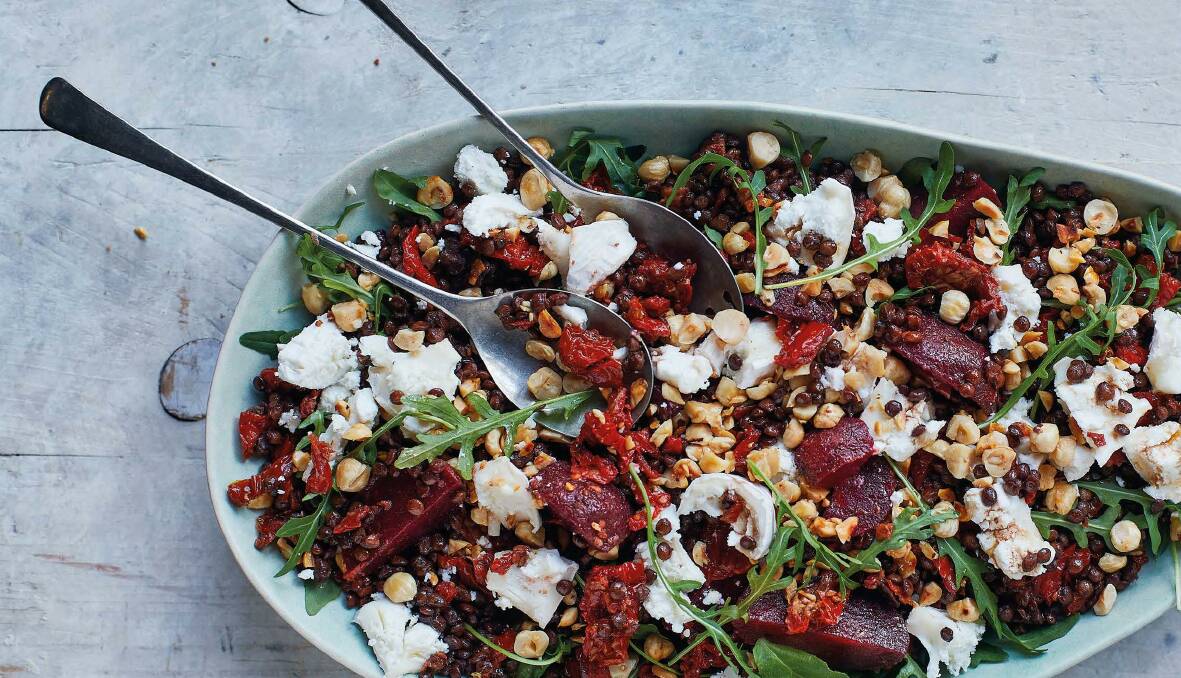 Beetroot, lentil and goat's cheese salad. Picture: Supplied