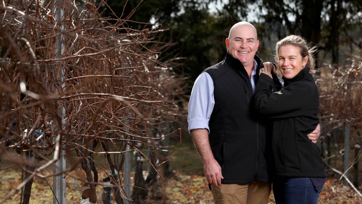 Winemakers Jason and Alecia Brown at Kerralee Vineyard. Picture: James Croucher