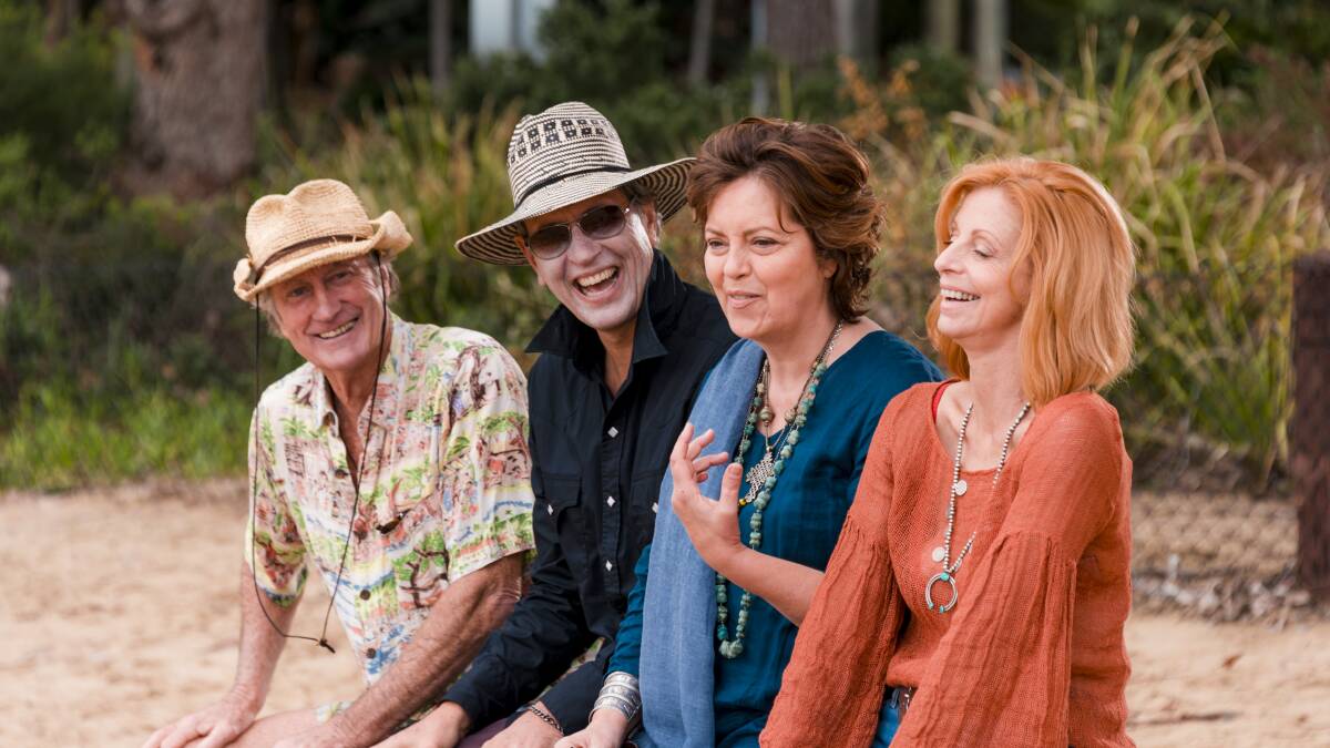Brown with Richard E Grant, Greta Scacchi and Heather Mitchell in Palm Beach. Picture: Supplied