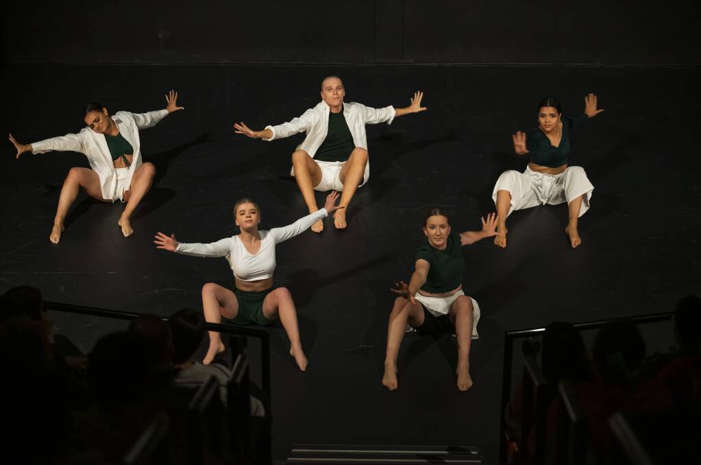 Far left: Dancers in Fresh Funk performing Fresh Faced Funk at Tuggeranong Arts Centre in 2021. Picture: Martin Ollman