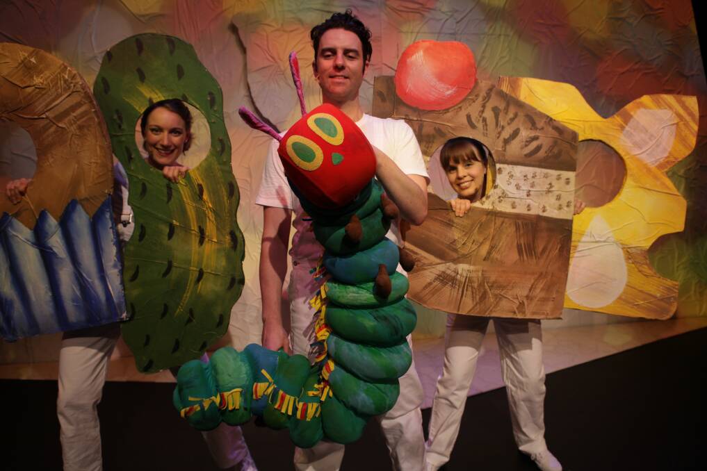 Eleanor Stankiewicz, Christopher Vernon and Tina Jackson will perform in The Very Hungry Caterpillar Show at the Canberra Theatre Centre. Picture: James Taggart