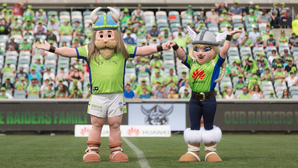 Raiders mascots Victor and Velda. Picture: Supplied