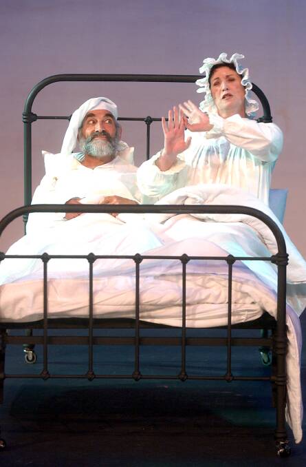 Dick Goldberg, left and Bronwyn Sullivan in Fiddler on the Roof (2004). Picture: Gary Schafer 
