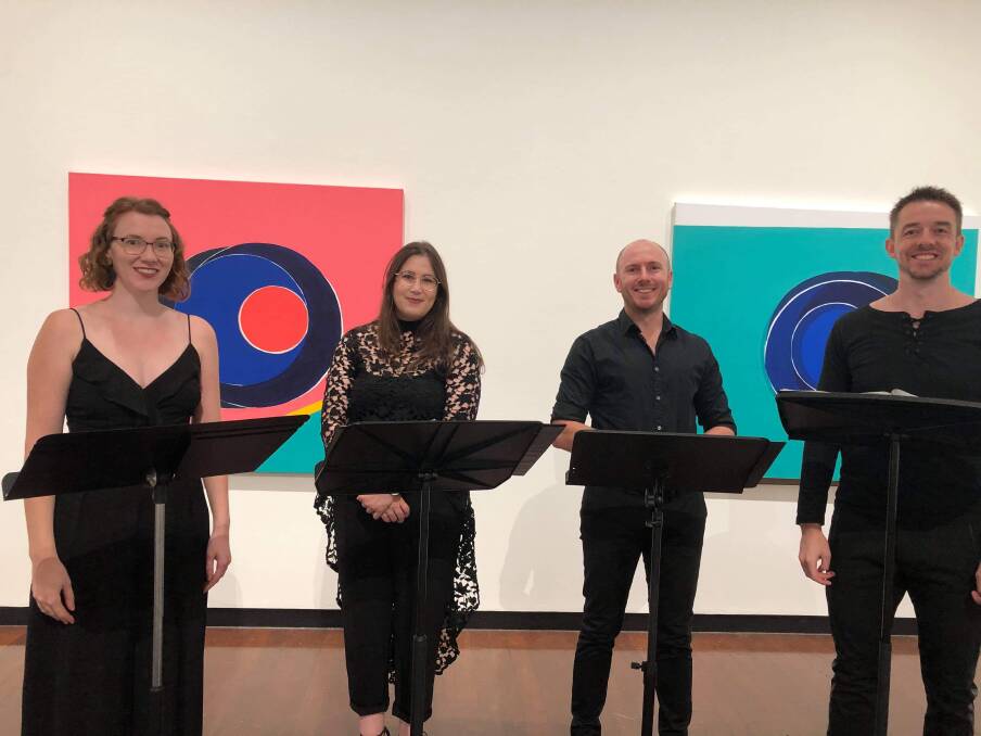  Luminescence Chamber Singers: from left, Veronica Milroy (Soprano), AJ America (Alto), Dan Walker (Tenor), David Yardley (Countertenor, Medieval Harp, Baritone). Picture: Alison Wren