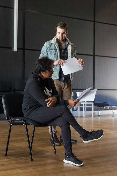 Dylan Van Den Berg, rehearsing with Lisa Madden, says the First Seen process provides feedback that helps shape him as a writer and improve his work. Picture: Shelly Higgs