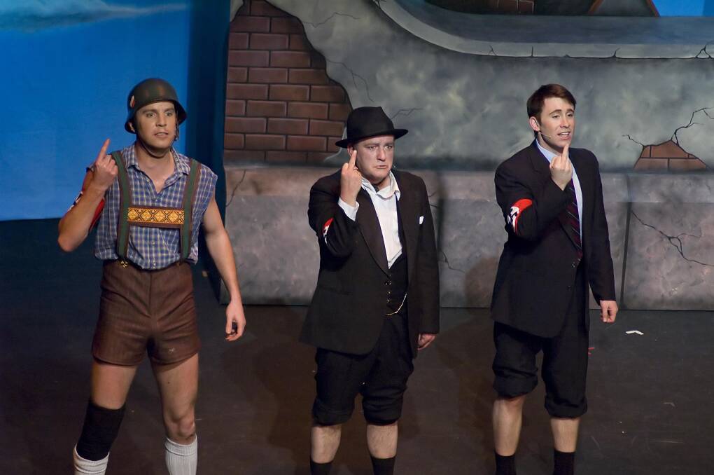 Soren Jensen, left, Ian Croker and Dave Evans in The Producers. Picture: Michael Moore