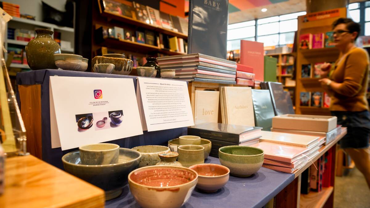 Pottery is sold alongside books at Book Face. Picture: Elesa Kurtz