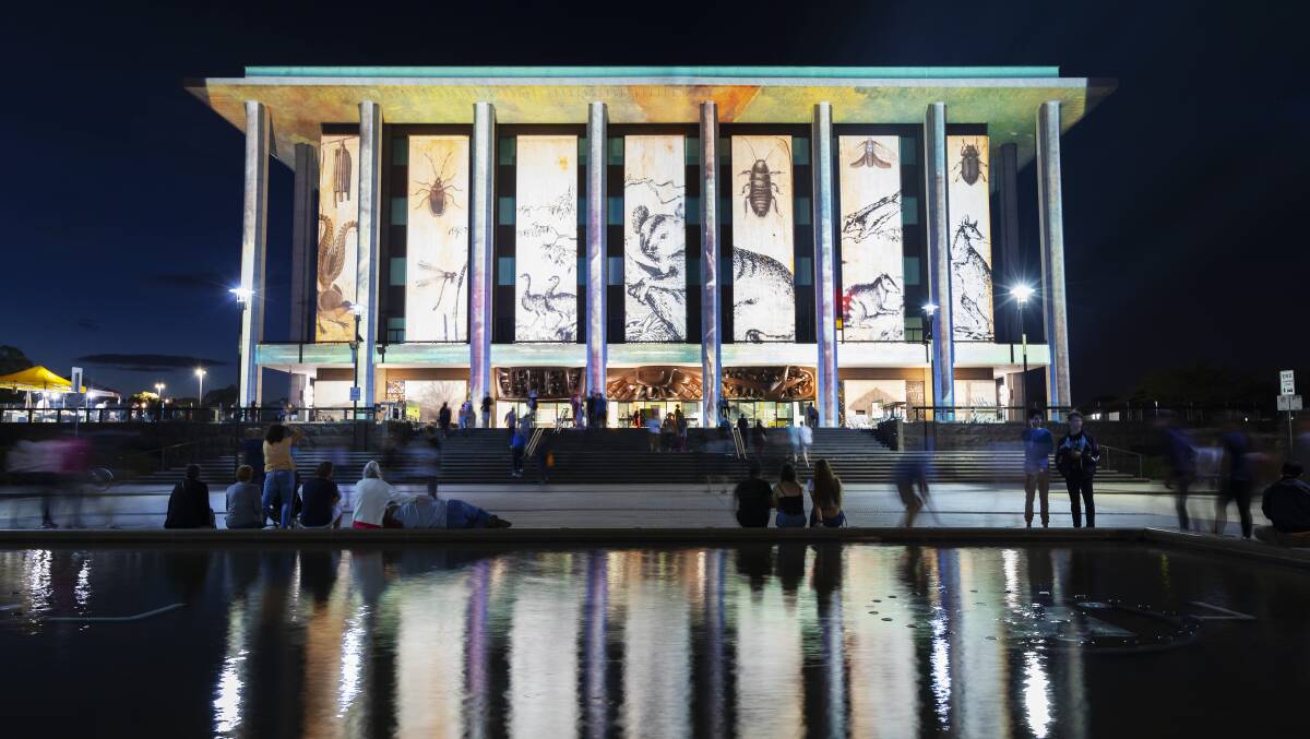 The National Library of Australia illuminated during a previous Enlighten festival. Picture supplied