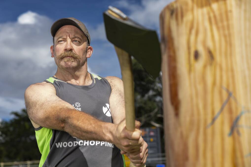 Woodchopper Shaun O'Connor of Hall Axemen who will be one of the many competitors in the woodchopping competitions at the Show this weekend. Picture by Gary Ramage 