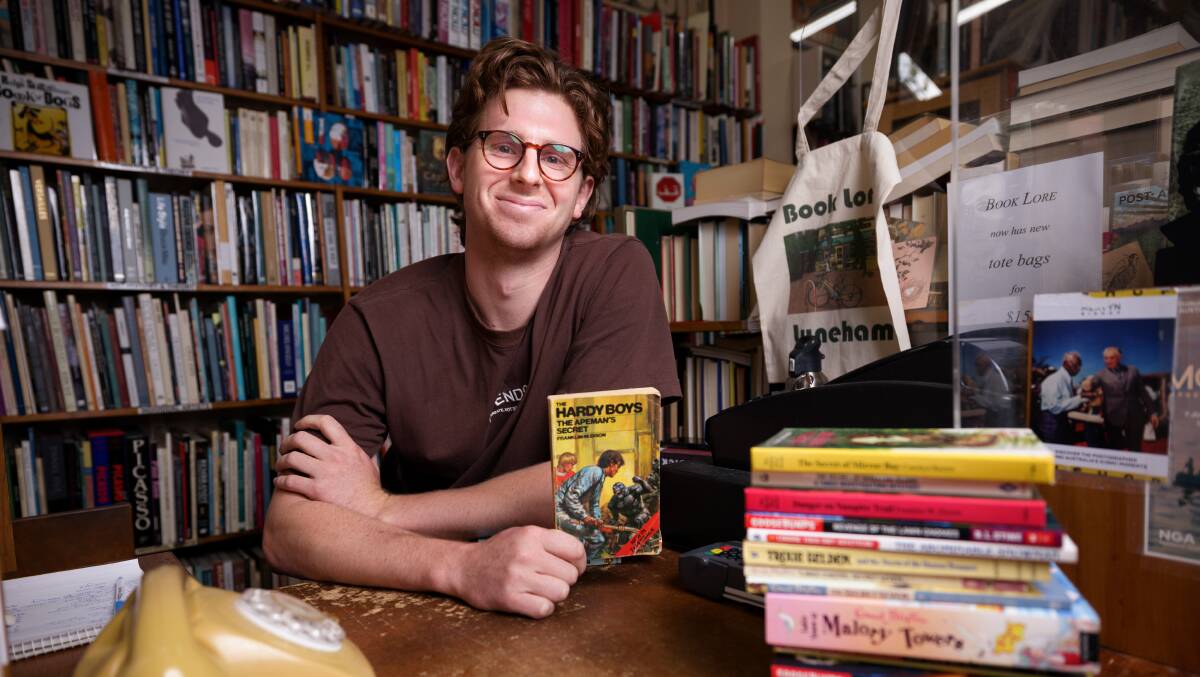 Jack Murphy at Book Lore in Lyneham remembers his father reading him Hardy Boys books. Picture by Sitthixay Ditthavong