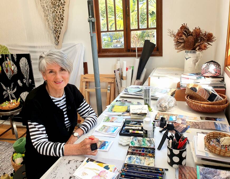 Artist Valerie Kirk with some of her work and materials. Picture: Heather Kirk Harkin