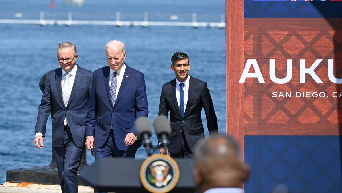 Australia Prime Minister Anthony Albanese, US President Joe Biden and UK Prime Minister Rishi Sunak. Picture Getty Images