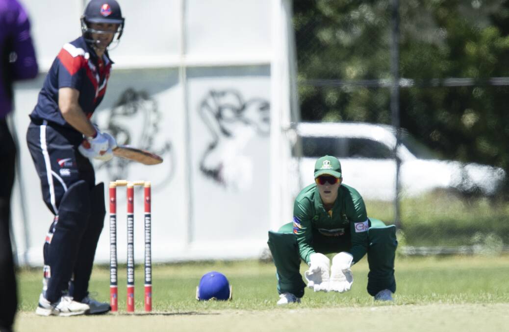 Meteors and Weston Creek-Molonglo keeper Erica Kershaw relished her time behind the stumps. Picture: Keegan Carroll
