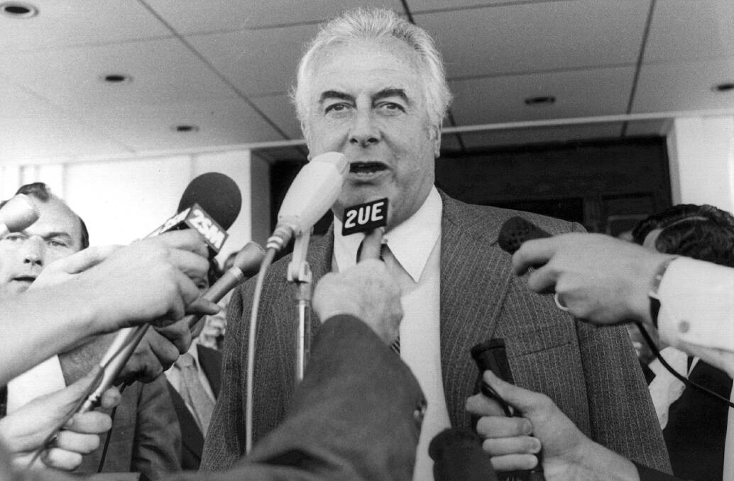 Gough Whitlam after his infamous dismissal in 1975. Picture: Graham Thompson