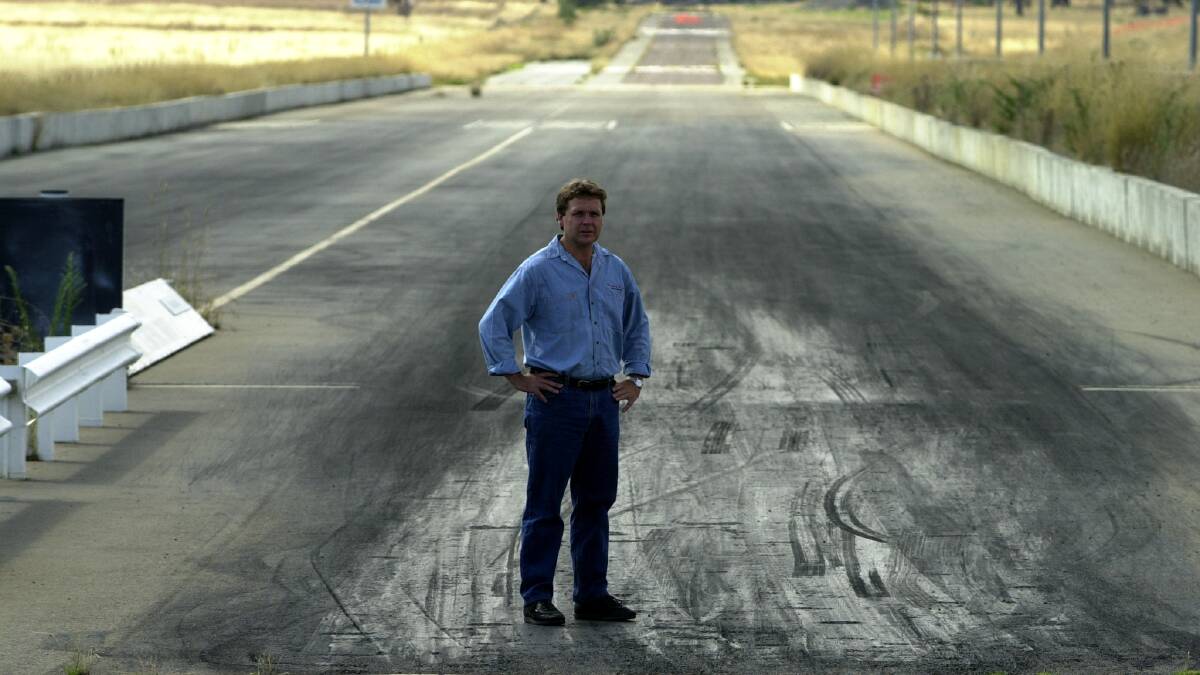 Mr Develin at the site of the Canberra International Dragway in the 1990s. It closed in 1998. Picture: Richard Briggs