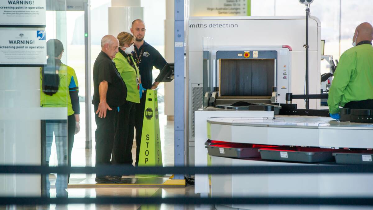 The new scanning area of the Canberra international airport, including body scanners and luggage X-rays. Picture: Karleen Minney