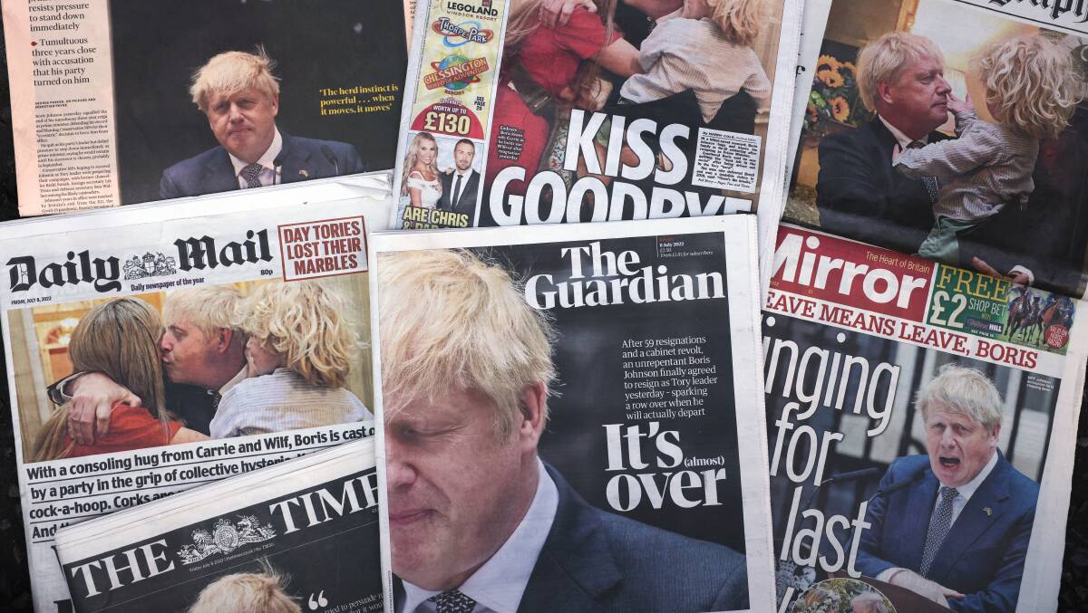 How the papers in Britain covered Boris Johnson's political demise. Picture: Getty Images