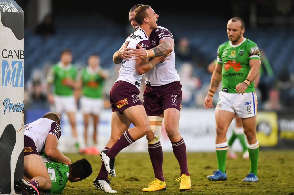 Daly Cherry-Evans and Curtis Sironen celebrate. Picture: NRL Imagery