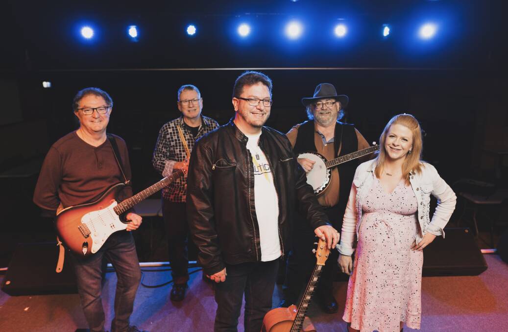 Musicians such as Urban Drover's (l-r) Harvey Conroy, Mitch Preston, Jeremy Brown, Dene Burton and Alicia Bernau, at the Harmonie German Club of Canberra, will have greater support to get back on stage. Picture: Dion Georgopoulos 