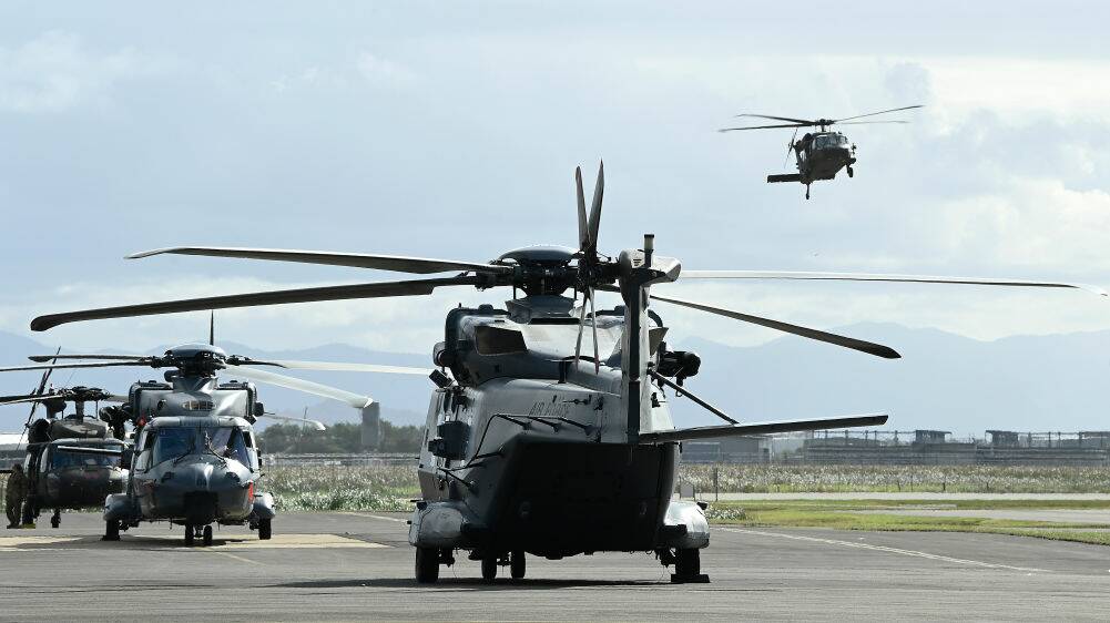 Some of the MRH-90 helicopters involved in Operation Talisman Sabre. Picture Getty Images