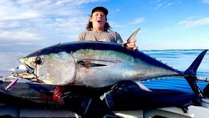 Electric blue! A massive South Coast bluefin tuna caught before the weather went pear-shaped. Picture: Bermagui Bait and Tackle
