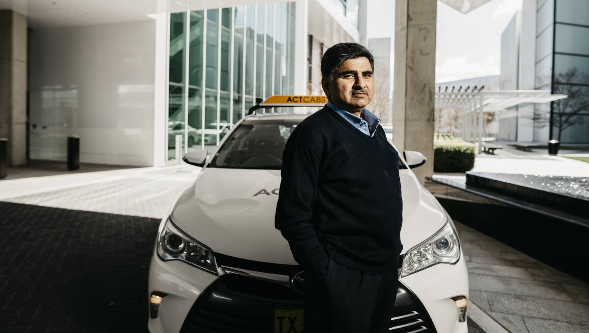 Taxi driver Sudhir Kumar at Canberra Airport. Picture: Dion Georgopoulos