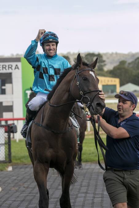 Tommy Berry was rapt with Equation's win in the Canberra Guineas. Picture: Keegan Carroll