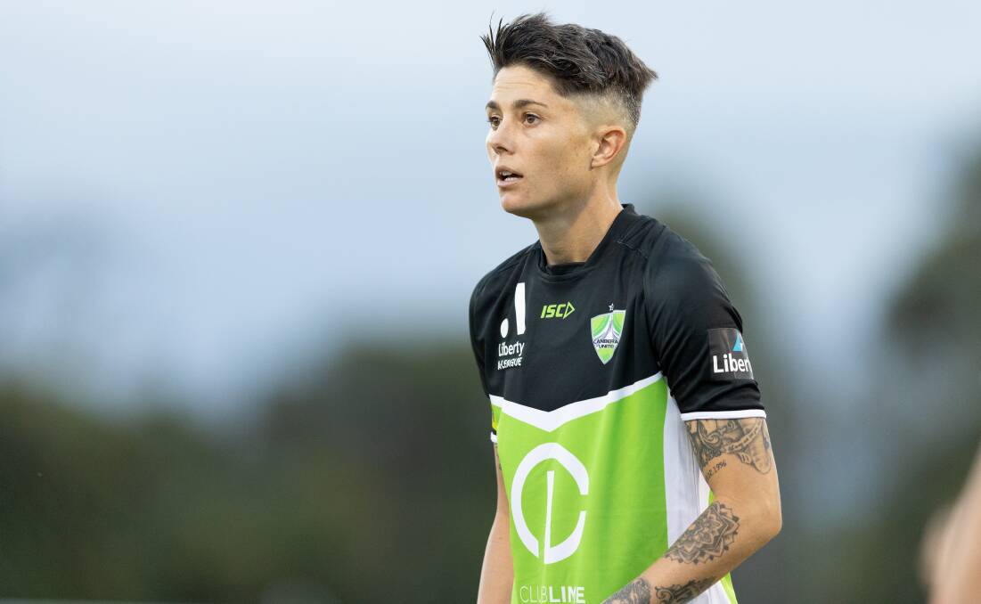 Canberra United captain Michelle Heyman will be back in the ALW in 2022-23. Picture: Sitthixay Ditthavong
