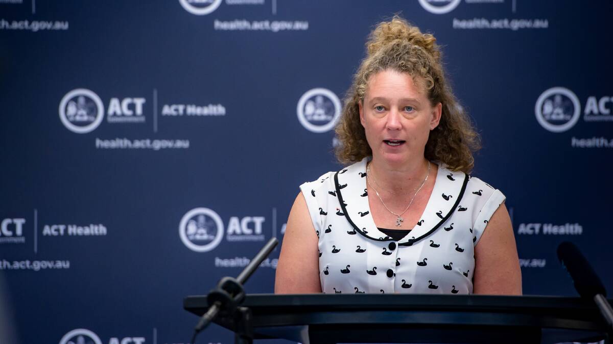 The ACT's chief medical officer, Dr Kerryn Coleman, at Saturday's announcement. Picture: Elesa Kurtz