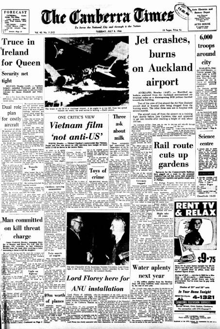 The front page of The Canberra Times on this day in 1966.