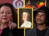 Gina Rinehart, left, has been been left embarrassed by a portrait of her at the National Gallery of Australia by artist Vincent Namatjira, right. Pictures by AAP, Sitthixay Ditthavong