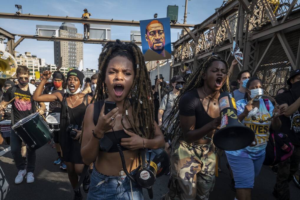 Protesters in Portland, Oregon, make their voices heard at the weekend. Picture: Getty Images